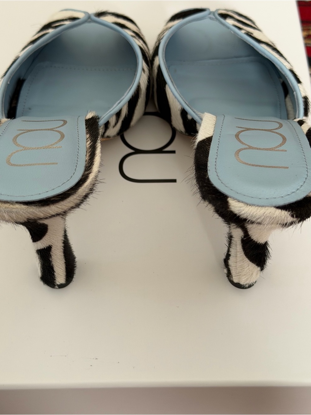 NOU Zebra Print Open-Toe Mule in Black & White - Picture 3 of 4